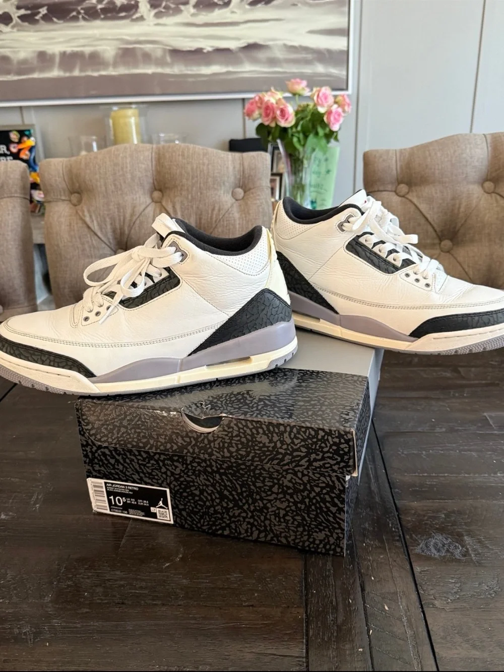 Air Jordan 3 Retro Cement Grey. Men’s 10.5. pre-owned, worn.